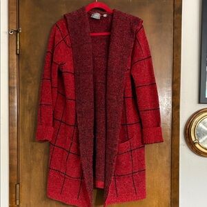Beautiful Cyrus Large Open Sweater Coat with Hood Excellent Condition wore once